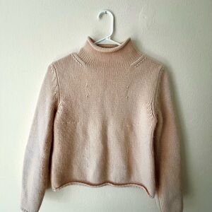 Vintage Baby Pink Women’s Knit Mock Neck Sweater